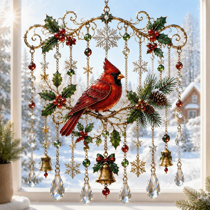 Christmas Nativity Star Crystal Wind Chime – Stained Glass-Inspired Holiday Hanging Decor
