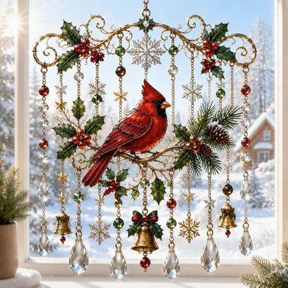 Christmas Nativity Star Crystal Wind Chime – Stained Glass-Inspired Holiday Hanging Decor