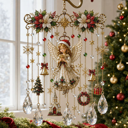 Christmas Nativity Star Crystal Wind Chime – Stained Glass-Inspired Holiday Hanging Decor