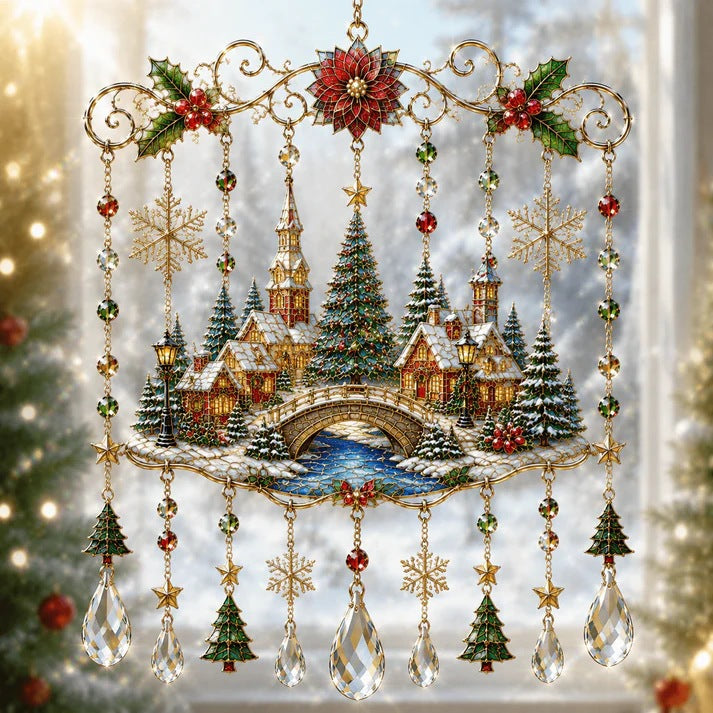 Christmas Nativity Star Crystal Wind Chime – Stained Glass-Inspired Holiday Hanging Decor