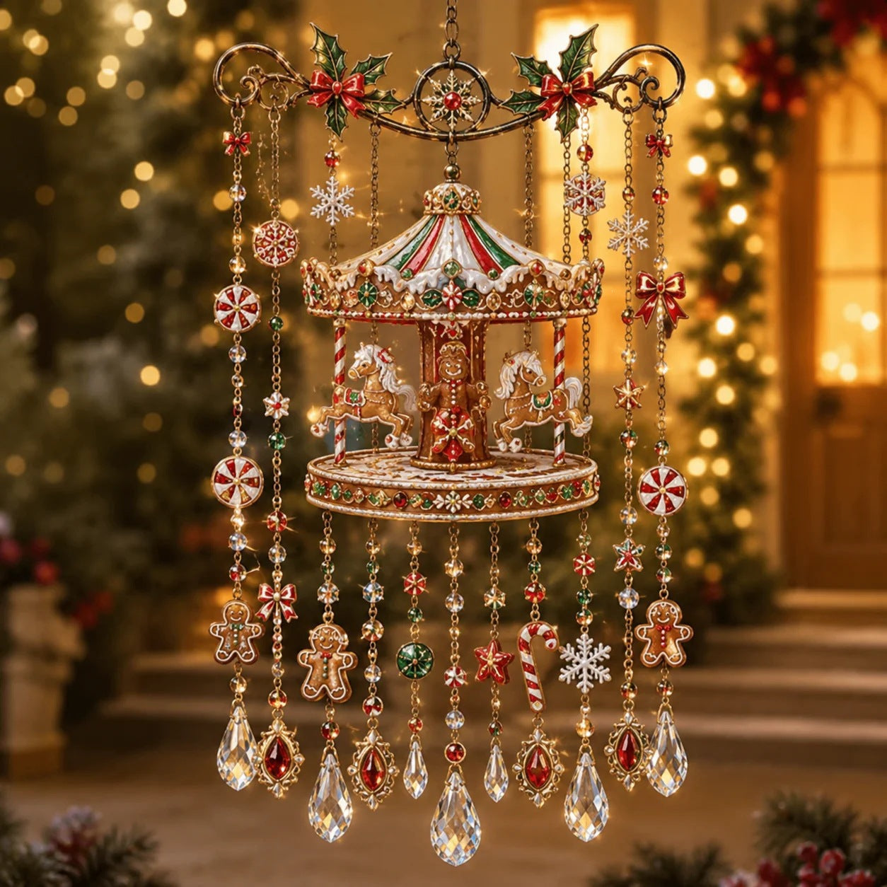 Christmas Nativity Star Crystal Wind Chime – Stained Glass-Inspired Holiday Hanging Decor