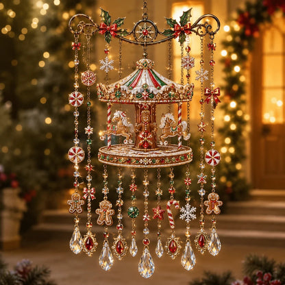 Christmas Nativity Star Crystal Wind Chime – Stained Glass-Inspired Holiday Hanging Decor