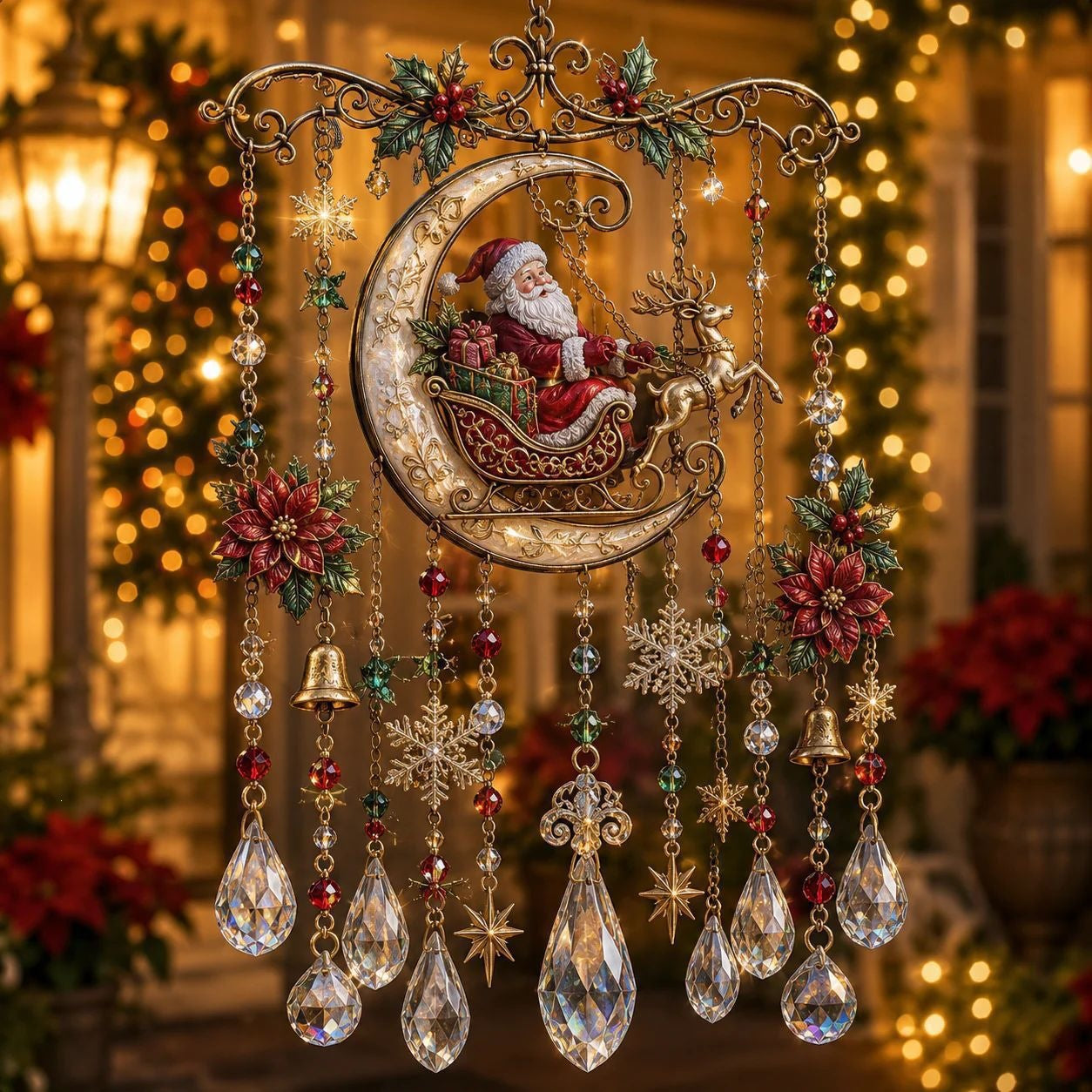 Christmas Nativity Star Crystal Wind Chime – Stained Glass-Inspired Holiday Hanging Decor