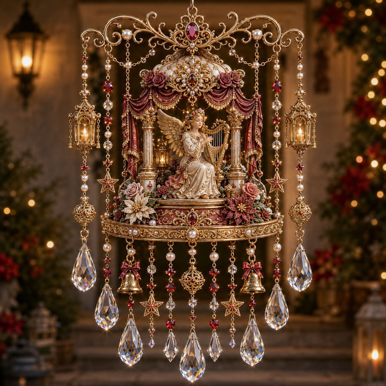 Christmas Nativity Star Crystal Wind Chime – Stained Glass-Inspired Holiday Hanging Decor
