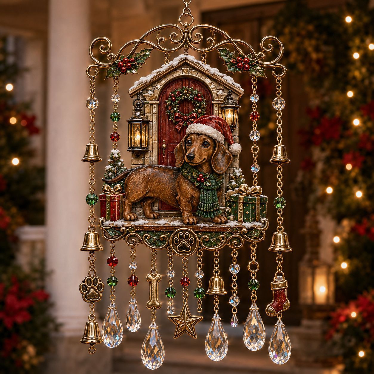 Christmas Nativity Star Crystal Wind Chime – Stained Glass-Inspired Holiday Hanging Decor