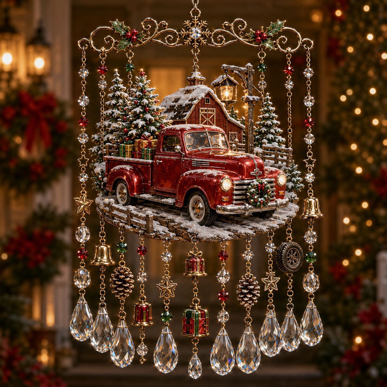 Christmas Nativity Star Crystal Wind Chime – Stained Glass-Inspired Holiday Hanging Decor
