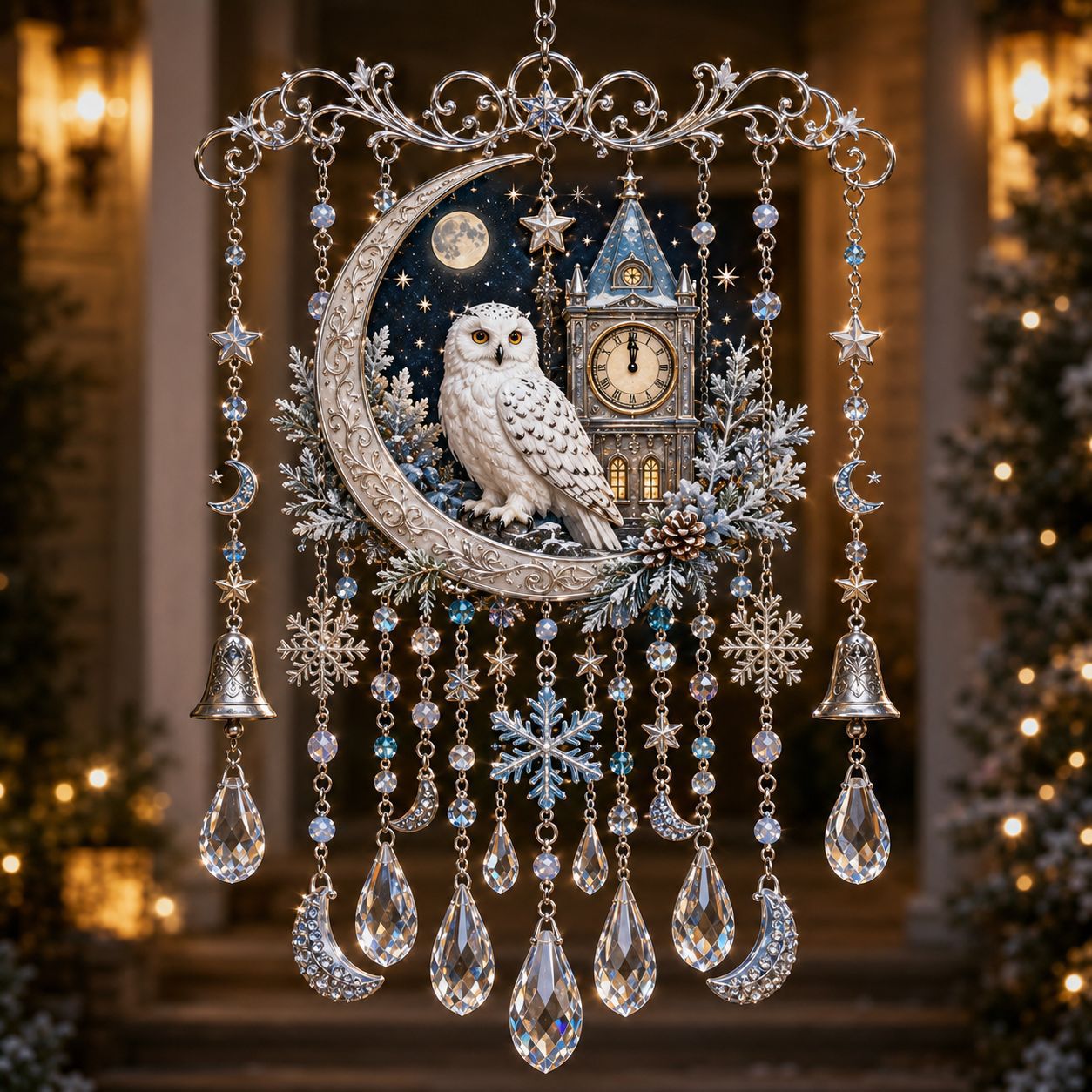 Christmas Nativity Star Crystal Wind Chime – Stained Glass-Inspired Holiday Hanging Decor