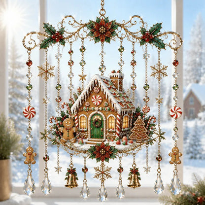 Christmas Nativity Star Crystal Wind Chime – Stained Glass-Inspired Holiday Hanging Decor