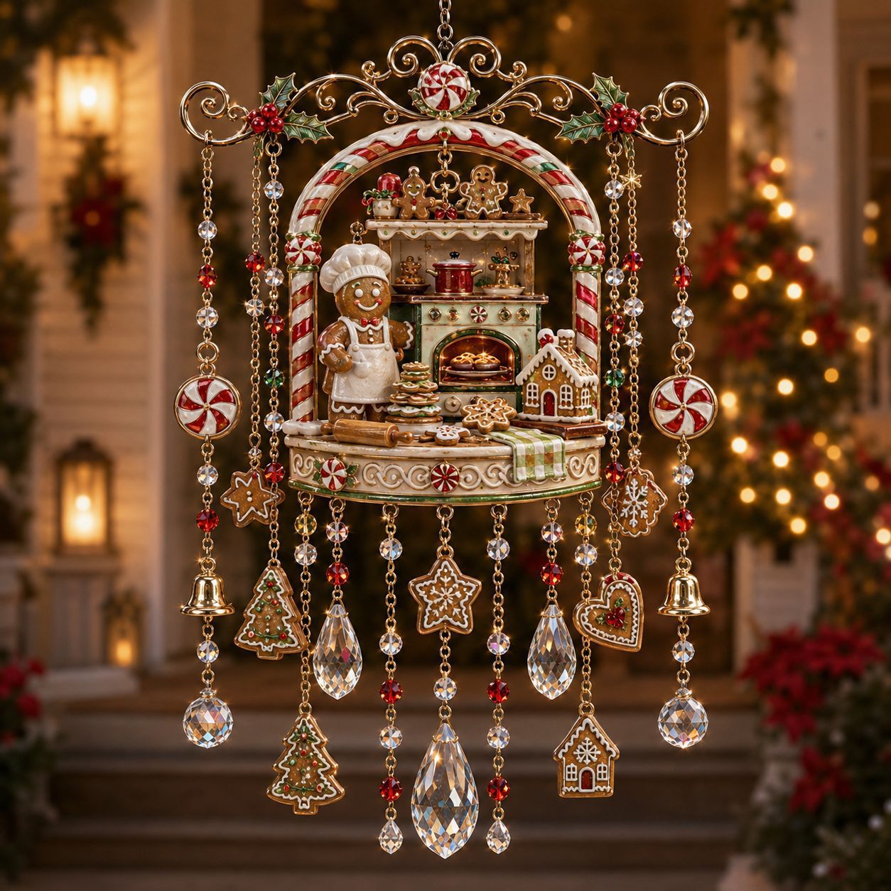 Christmas Nativity Star Crystal Wind Chime – Stained Glass-Inspired Holiday Hanging Decor
