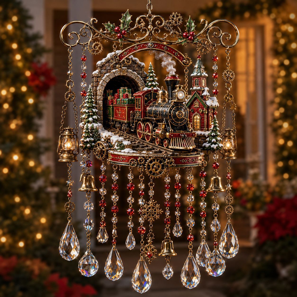 Christmas Nativity Star Crystal Wind Chime – Stained Glass-Inspired Holiday Hanging Decor