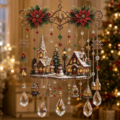 Christmas Nativity Star Crystal Wind Chime – Stained Glass-Inspired Holiday Hanging Decor