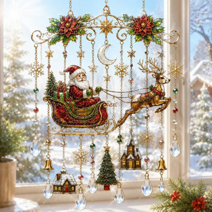 Christmas Nativity Star Crystal Wind Chime – Stained Glass-Inspired Holiday Hanging Decor