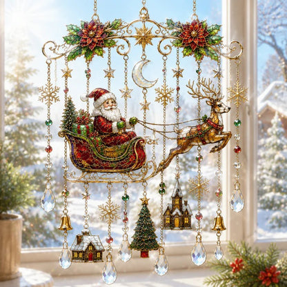 Christmas Nativity Star Crystal Wind Chime – Stained Glass-Inspired Holiday Hanging Decor