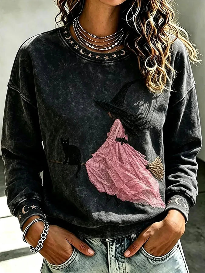 Women's Casual Printed Long-Sleeve Sweatshirt