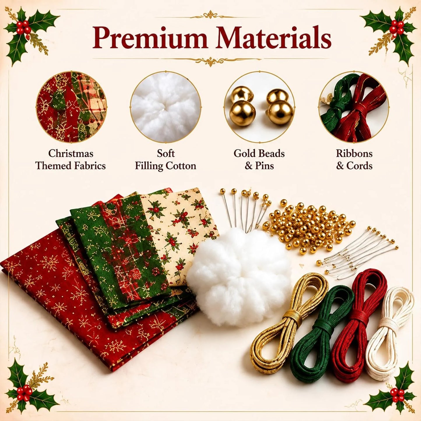 Christmas Classics Patchwork Ornament DIY Kit - Handmade Fabric Holiday Decor - Snowman, Santa & More
