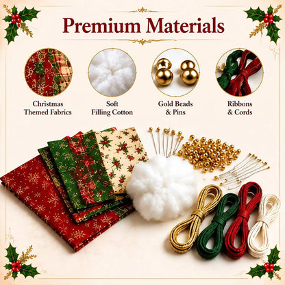 Christmas Classics Patchwork Ornament DIY Kit - Handmade Fabric Holiday Decor - Snowman, Santa & More