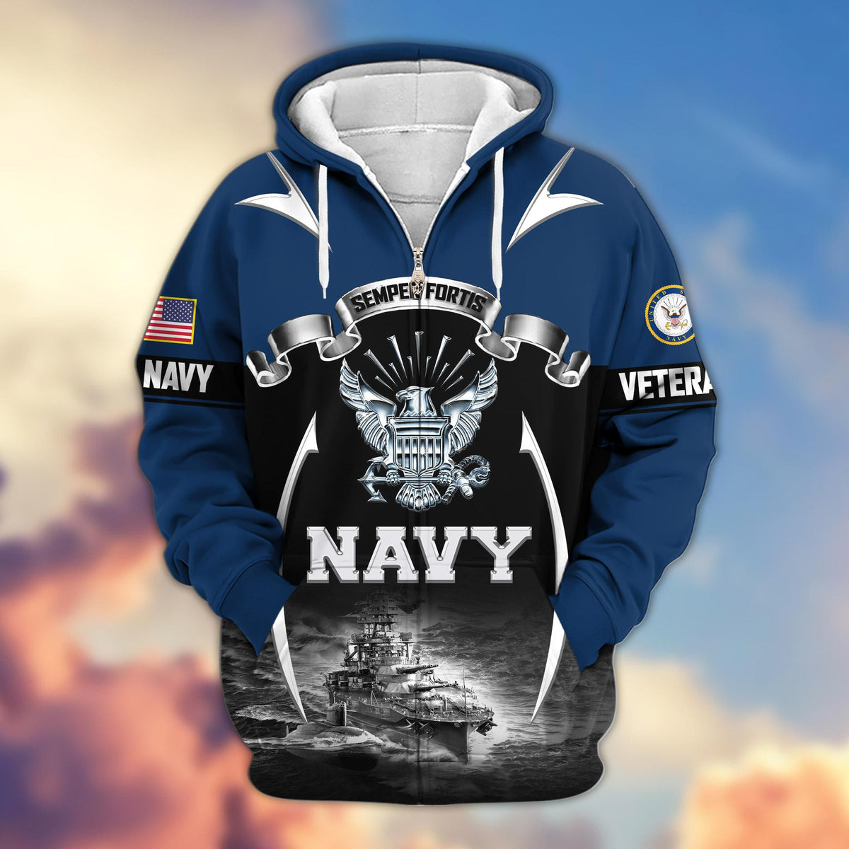 Premium US Veterans Zip Up Hoodie ATTN150821, Gifts For US Veterans, Gifts On Father's Day, Veterans Day.