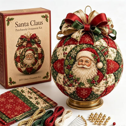 Christmas Classics Patchwork Ornament DIY Kit - Handmade Fabric Holiday Decor - Snowman, Santa & More