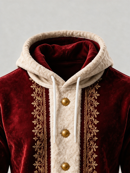 Christmas Vintage Santa Claus Suit Look Kangaroo-Pocket Hoodie Sweatshirt