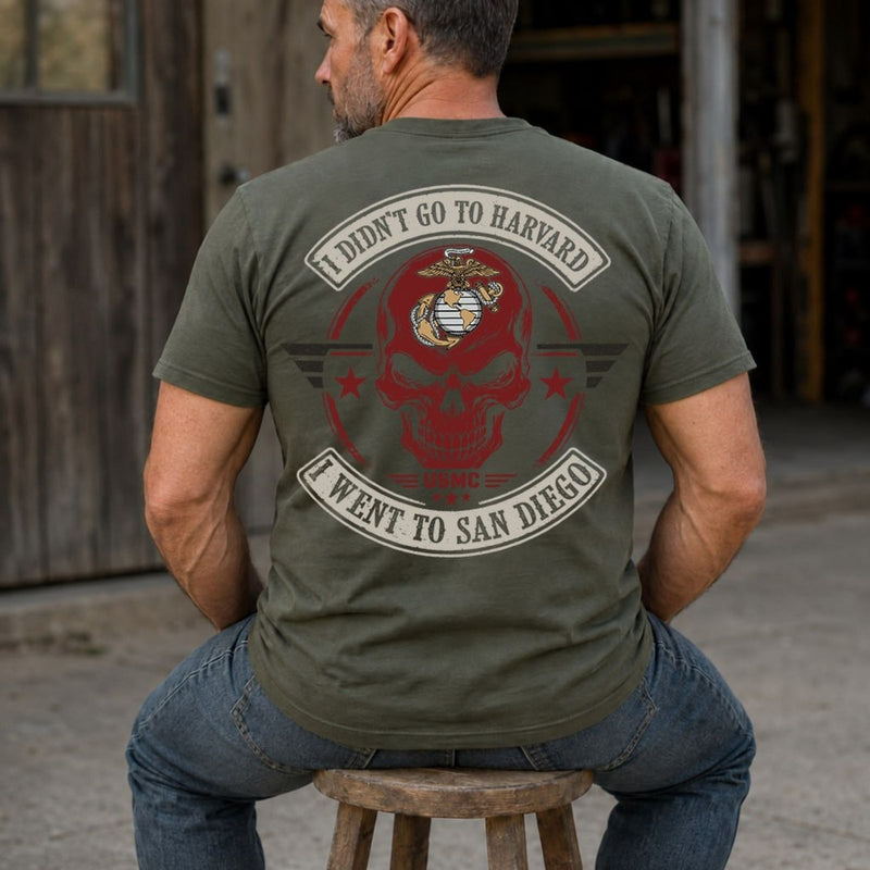 I Didn’t Go to Harvard, I Went to Parris Island Veteran T-Shirt