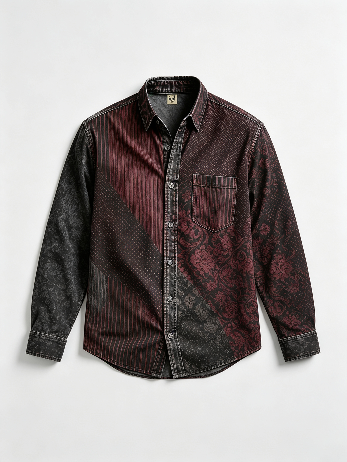 Moisture-Wicking  Abstract Geometric Gradient  Chest Pocket Long-Sleeve Casual Shirt