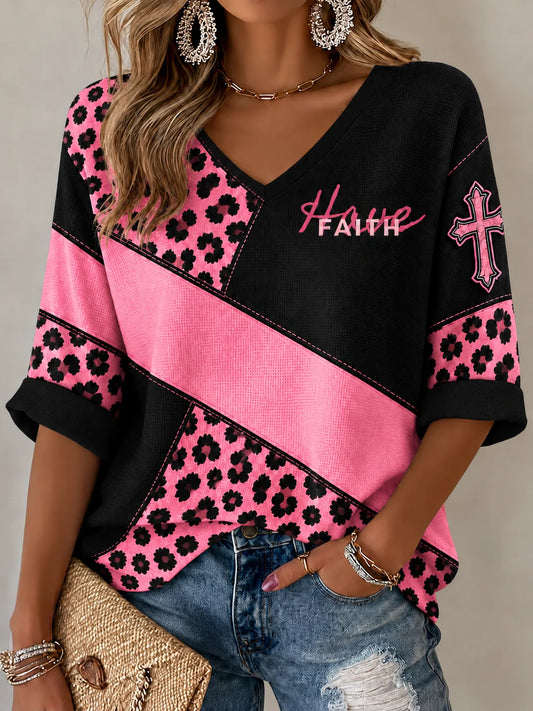 Women's Faith Print Waffle-Knit Top