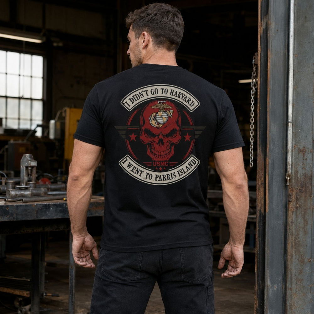 I Didn’t Go to Harvard, I Went to Parris Island Veteran T-Shirt