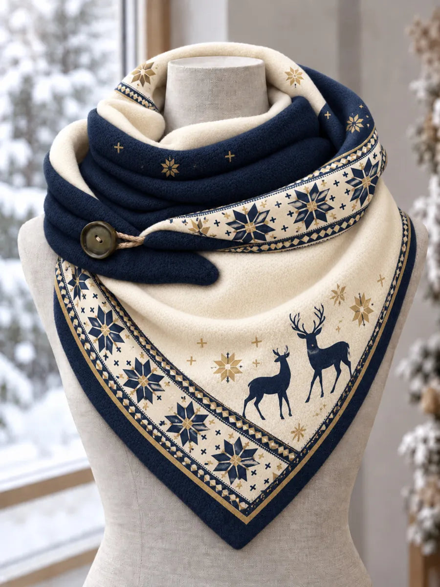 Women's Christmas Reindeer Plush Triangle Scarf