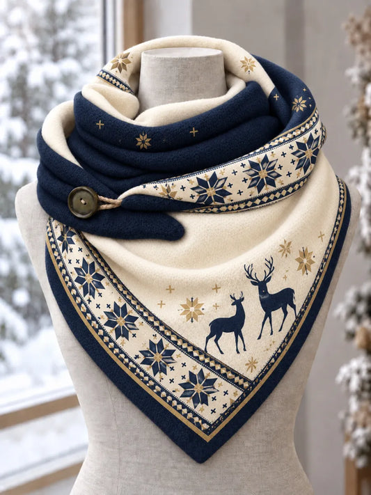 Women's Christmas Reindeer Plush Triangle Scarf