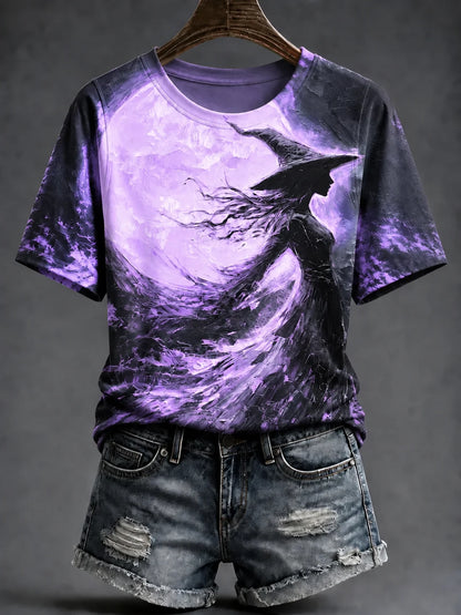 Women's Pink Witch Print T‑Shirt