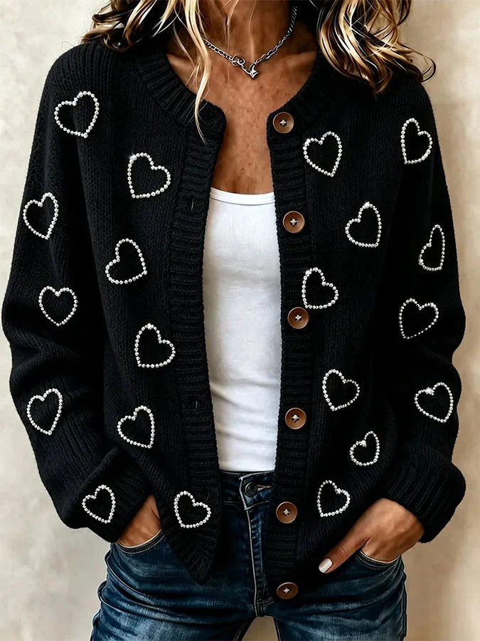 Women's Casual Printed Knit Cardigan