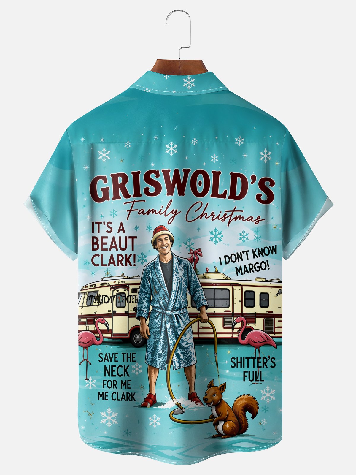 Moisture-Wicking "Merry Christmas" Griswold  Chest Pocket Hawaiian Shirt
