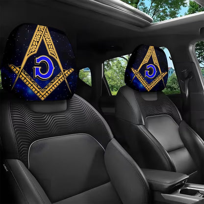 2PCS Freemason Emblem Car Headrest Covers – Masonic Auto Seat Accessories