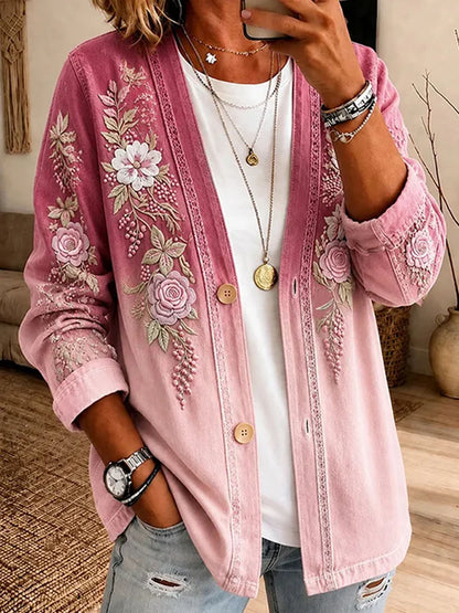 Women's Vintage Floral Print Cardigan