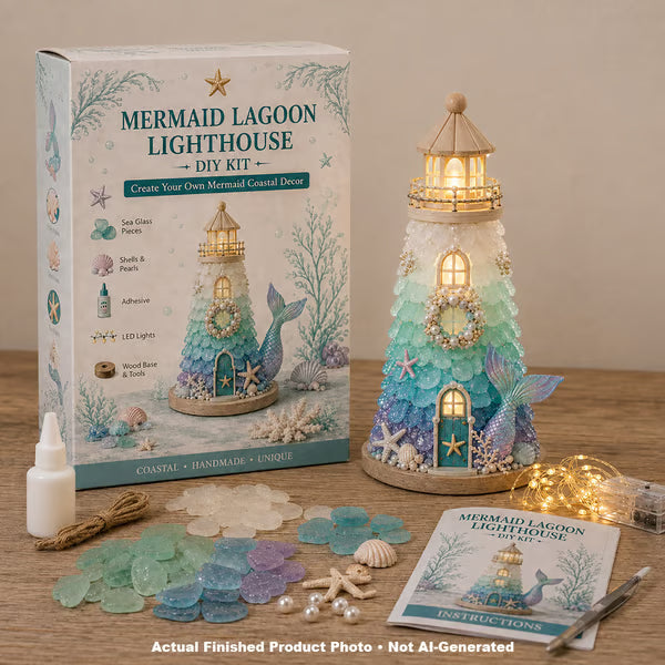 💥 LAST DAY 49% OFF - 💙 DIY Sea Glass Lighthouse Kit – Light-Up Coastal Craft & Handmade Home Decor
