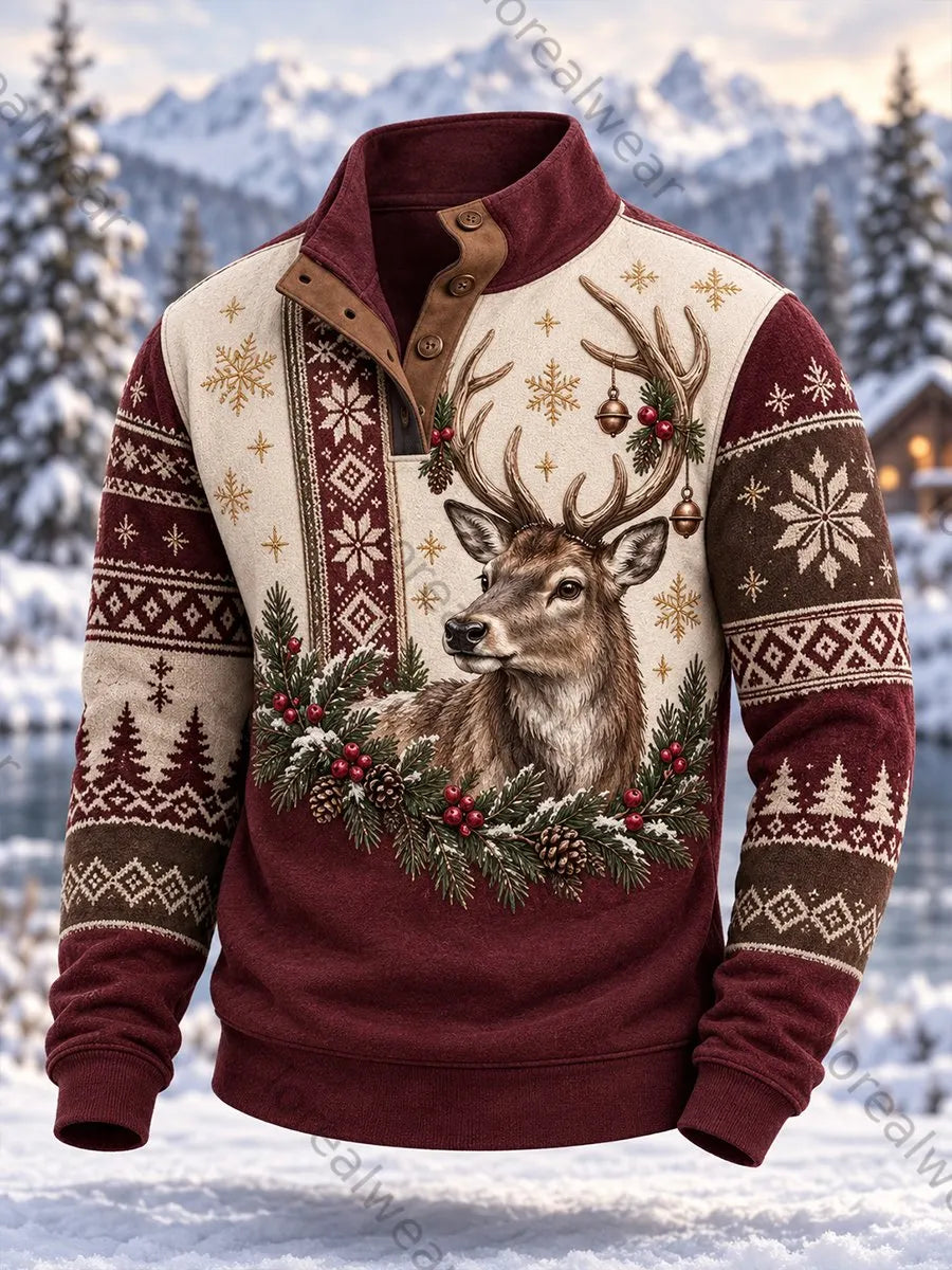 Men's Nordic Forest Animals Long Sleeve T-Shirt
