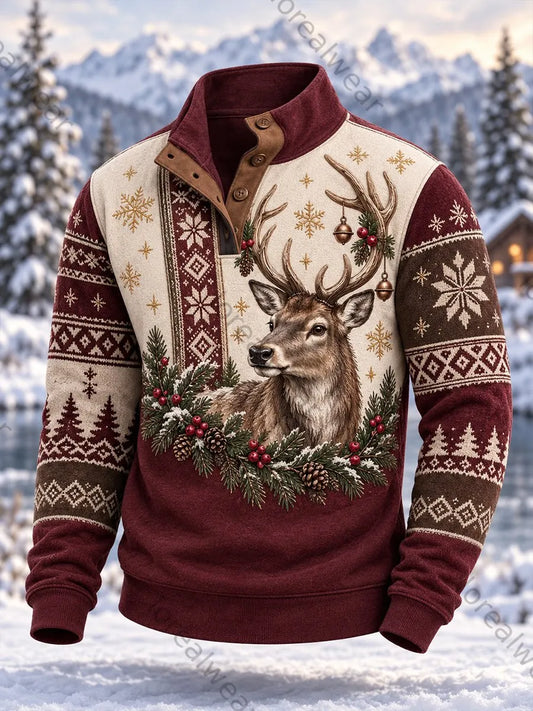 Men's Nordic Forest Animals Long Sleeve T-Shirt