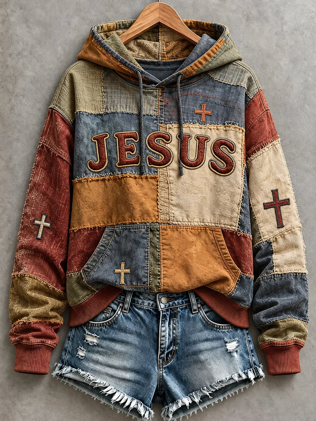 Women's Casual "Faith" Cross-Print Sweatshirt