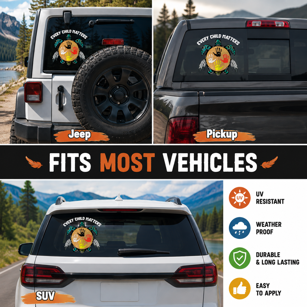 Every Child Matters Turtle Decal (High-quality UV DTF 3D Decal)