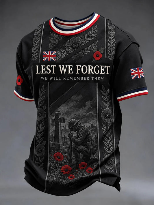 Men's Lest We Forget Print Short Sleeves T-shirt
