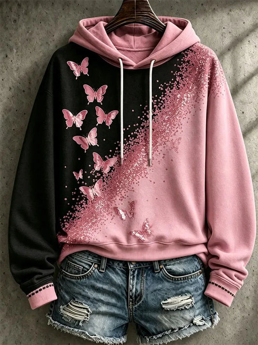Women's Casual Printed Hooded Sweatshirt