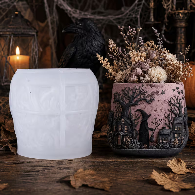 Gothic Skull Flower Pot Silicone Mold – DIY Resin, Plaster, Candle & Soap Casting Mold
