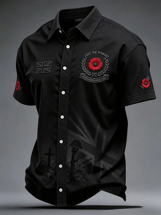 Men's Lest We Forget Print Short Sleeve Shirt