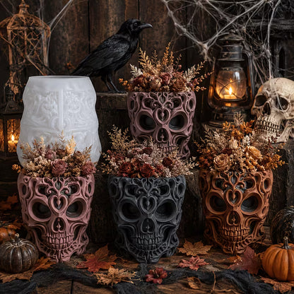 Gothic Skull Flower Pot Silicone Mold – DIY Resin, Plaster, Candle & Soap Casting Mold