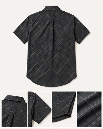 Moisture-Wicking Abstract Geometric Line Art Casual Shirt