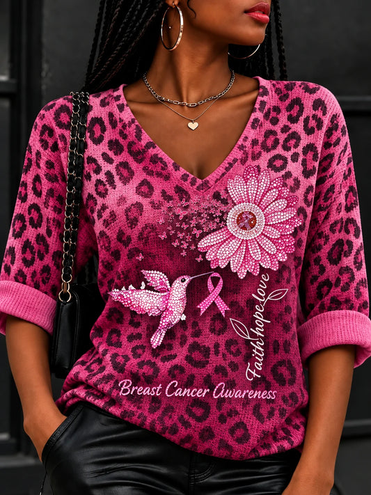 Woman Breast Cancer AwarenessV-Neck Top