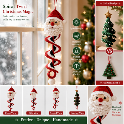 DIY Crochet Spiral Christmas Ornament Kit – 4 Beginner-Friendly Santa, Tree, Elf & Snowman Decorations