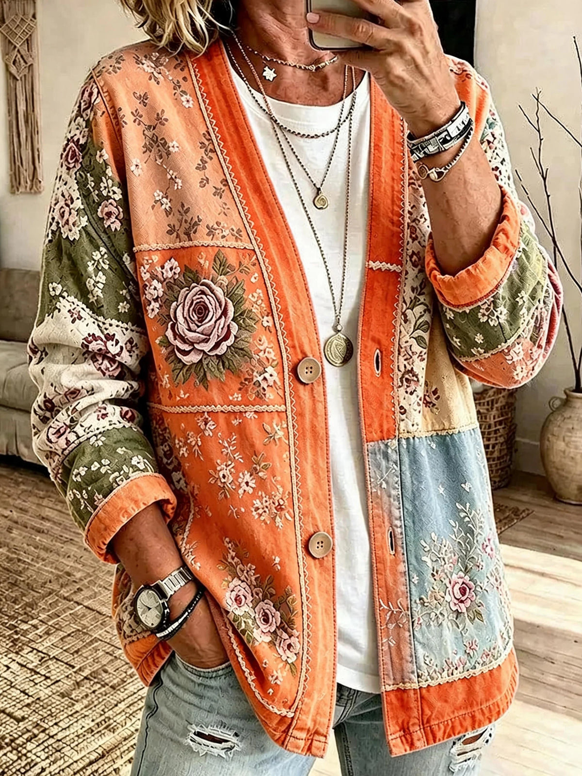 Women'S Casual Printed Cardigan
