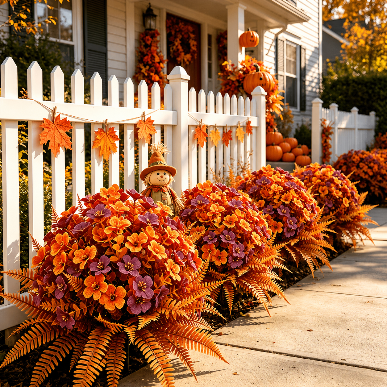 Reusable Artificial Fall Flower Ground Stakes – UV-Resistant Outdoor Garden & Porch Decor