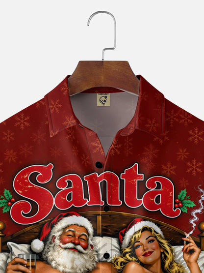 Moisture-Wicking Christmas Santa "Only Comes Once a Year" Chest Pocket  Hawaiian Shirt